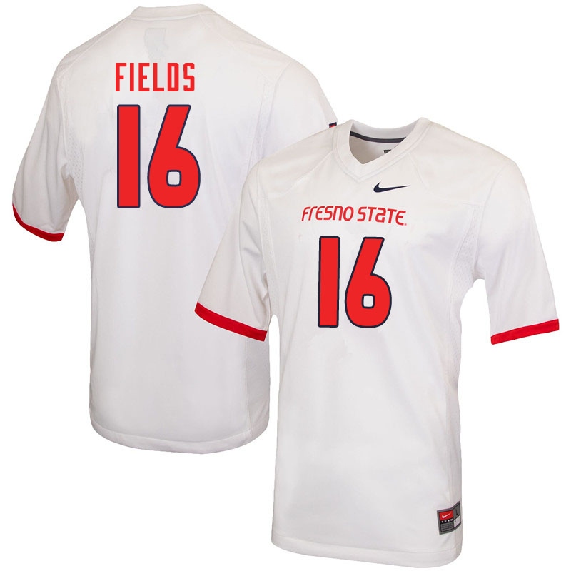 Men #16 Rian Fields Fresno State Bulldogs College Football Jerseys Sale-White - Click Image to Close